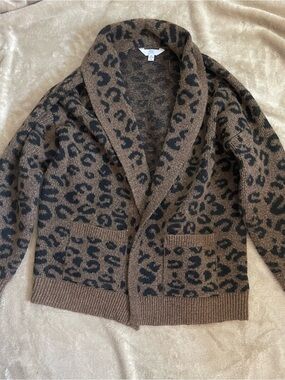 Time and Tru Leopard-Pattern Cardigan in Brown and Black